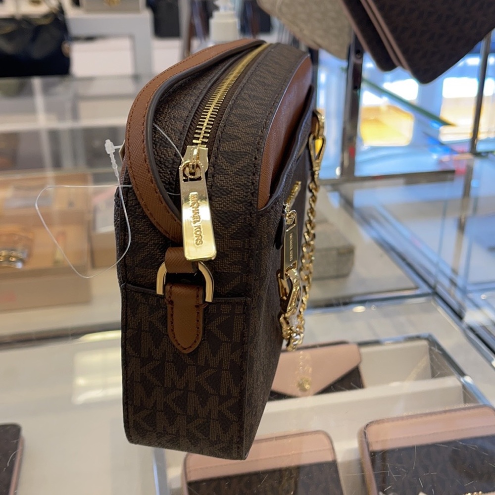 Michael Kors Jet Set Item Large East West Zip Chain MK Signature Crossbody Bag - Picture 4 of 16